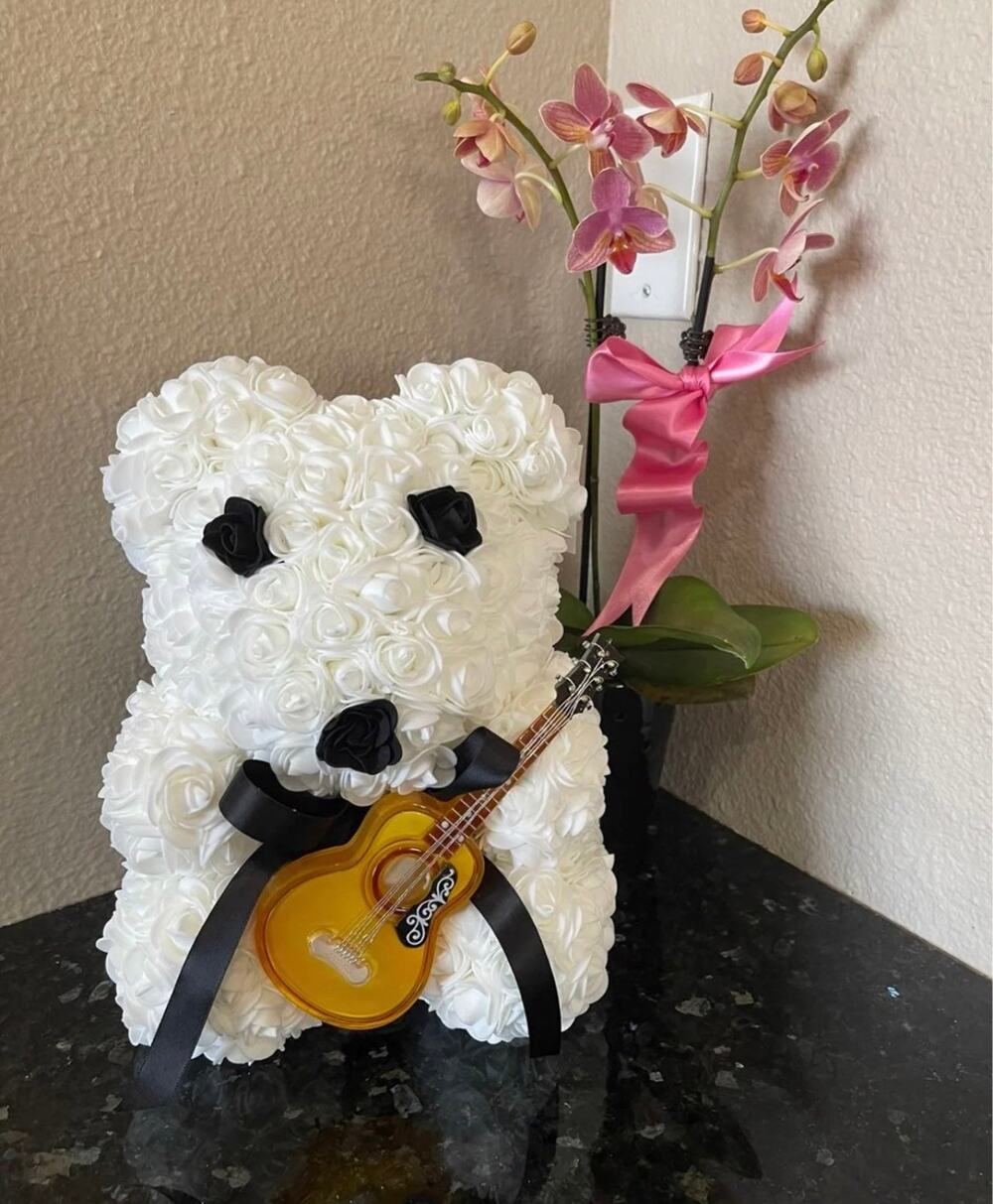 Handmade By Me Bear Playing Guitar Rose Bear